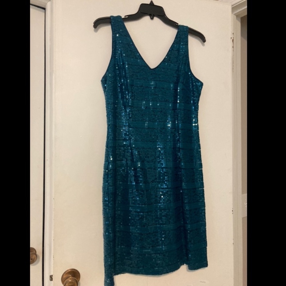 Teal sequin dress